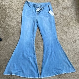 Hi-rise wide flare jeans